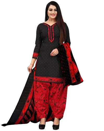 Unstitched Dress Material Suit with Dupatta and Salvar Piece- (Navy)