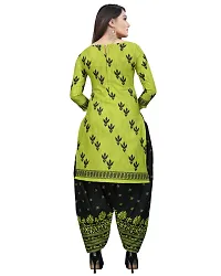 Elegant Green Cotton Blend Printed Dress Material with Dupatta For Women-thumb1