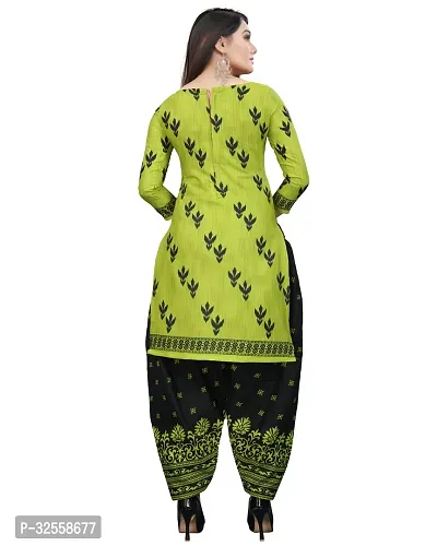 Elegant Green Cotton Blend Printed Dress Material with Dupatta For Women-thumb2