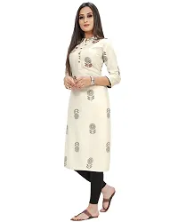 Stylish Beige Khadi Cotton Printed Kurta For Women-thumb3