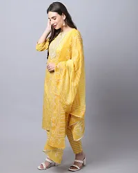 Stylish Mustard Cotton Printed Kurta Bottom and Dupatta Set For Women-thumb2