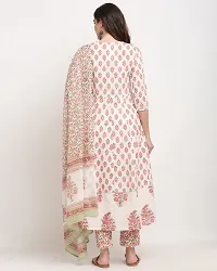 Stylish Multicoloured Cotton Printed Kurta Bottom and Dupatta Set For Women-thumb1