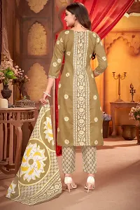 Elegant Beige Cotton Blend Printed Dress Material with Dupatta For Women-thumb4