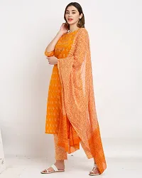 Stylish Orange Cotton Embroidered Kurta Bottom and Dupatta Set For Women-thumb3