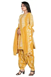 Elegant Yellow Cotton Blend Printed Dress Material with Dupatta For Women-thumb3