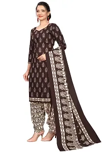 Stylish Brown Cotton Blend Printed Kurta Bottom and Dupatta Set For Women-thumb1