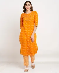 Stylish Orange Cotton Embroidered Kurta Bottom and Dupatta Set For Women-thumb4