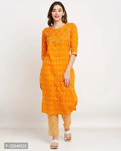 Stylish Orange Cotton Embroidered Kurta Bottom and Dupatta Set For Women-thumb5