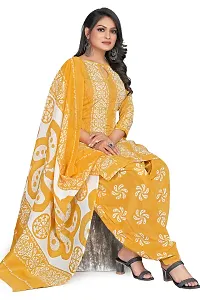 Elegant Yellow Cotton Blend Printed Dress Material with Dupatta For Women-thumb4