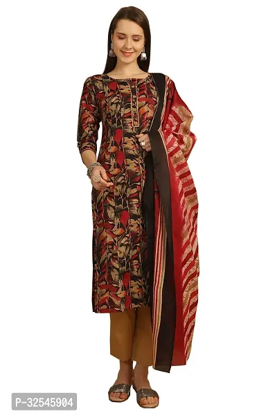 Stylish Multicoloured Cotton Blend Printed Kurta Bottom and Dupatta Set For Women