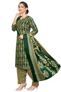 Stylish Green Cotton Blend Printed Kurta Bottom and Dupatta Set For Women-thumb2