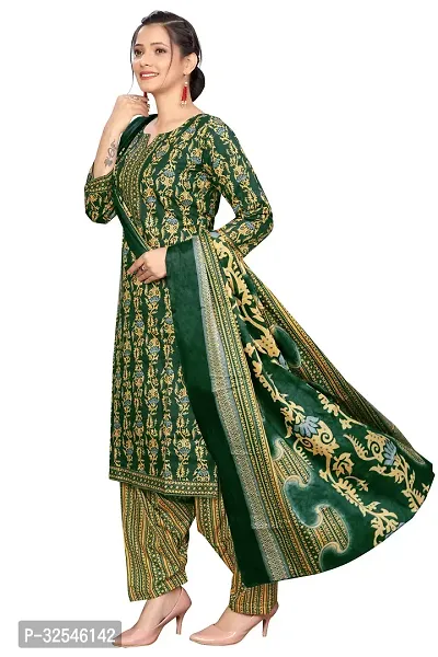 Stylish Green Cotton Blend Printed Kurta Bottom and Dupatta Set For Women-thumb3