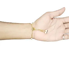Sassyvilla Gold Plated American Diamond Hand Mangalsutra Bracelet for Women Stylish Mangal sutra for Girls Black Beaded Mini mangalsutr (Black)-thumb3