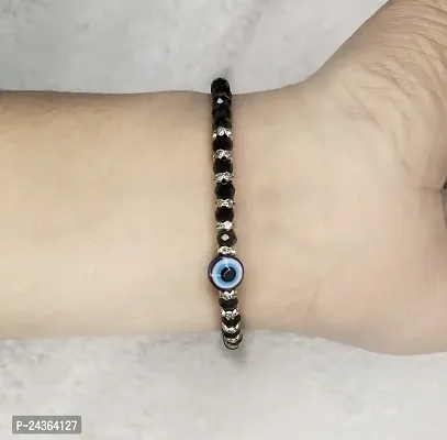 SassyVilla Evil eye bracelet for women Black crystel beads bracelet with Evileye Najarbattu bracelates for Girls Adjustable length-thumb5