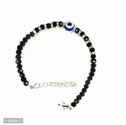 SassyVilla Evil eye bracelet for women Black crystel beads bracelet with Evileye Najarbattu bracelates for Girls Adjustable length-thumb0