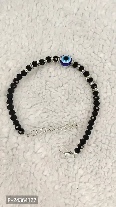 SassyVilla Evil eye bracelet for women Black crystel beads bracelet with Evileye Najarbattu bracelates for Girls Adjustable length-thumb3