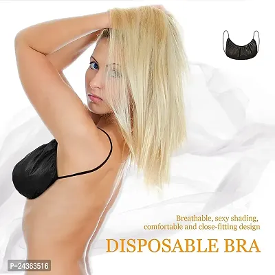 Sassyvilla Disposable Bra Elastic Bra for Women Adjustable Woven Disposable Bra Set for Spa Massage Hospital Beach Use (Pack of 10) (Free Size) (Black)-thumb2