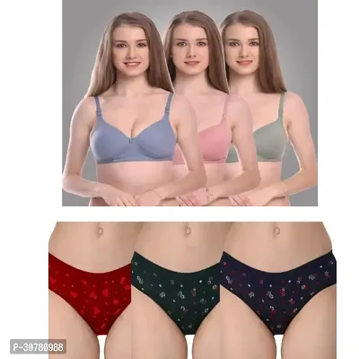 Women fancy bra and panty pack of 3