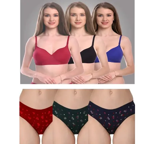 Women fancy bra and panty pack of 3