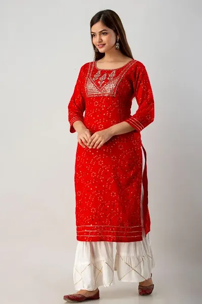 Bandani Print Embroidered Kurta With Layered Sharara