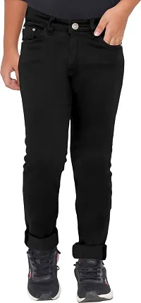 Stylish Denim Lycra Blend Black Jeans For Boys