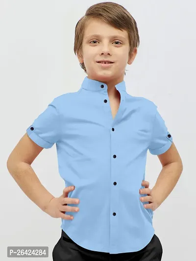 Boy Stylish Cotton Blend Solid Casual Shirt-thumb0
