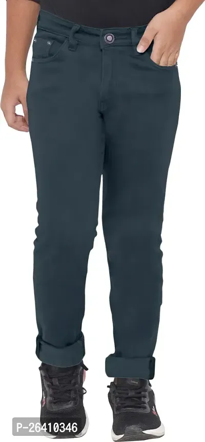 Stylish Denim Lycra Blend Dark Grey Jeans For Boys-thumb0
