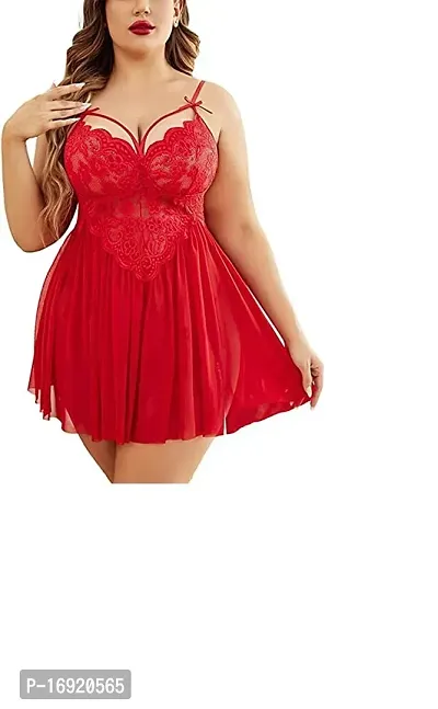 Stylish Red Solid Net Bra  Panty Set For Women