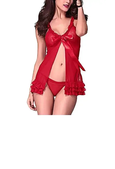 Stylish Solid Net Bra Panty Set For Women