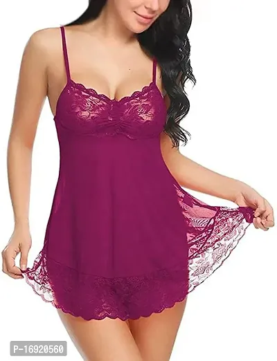 Stylish Purple Solid Net Bra  Panty Set For Women