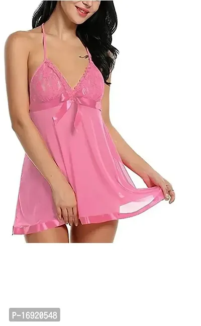Stylish Pink Solid Net Bra  Panty Set For Women-thumb0