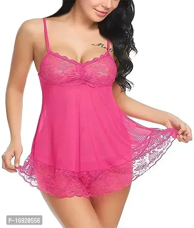 Stylish Pink Solid Net Bra  Panty Set For Women-thumb0