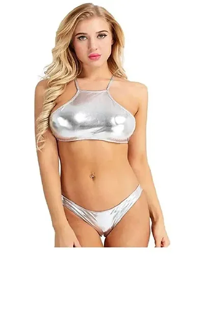 Stylish Satin Self Pattern Bra And Panty Set For Women