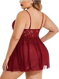 DVKA CREATIONS Women's Lace Plus Size Babydoll Lingerie with Matching G String Panty-thumb3