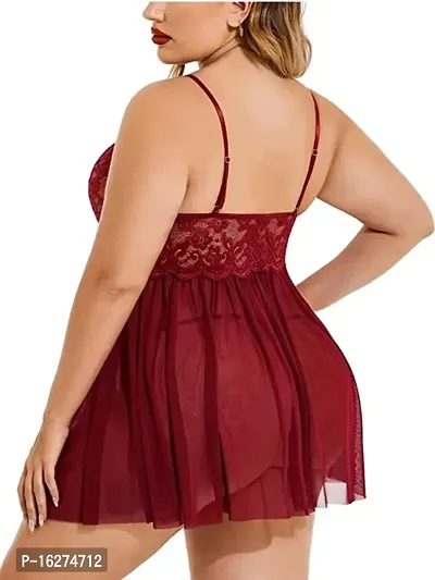 DVKA CREATIONS Women's Lace Plus Size Babydoll Lingerie with Matching G String Panty-thumb4