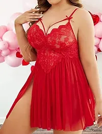 DVKA CREATIONS Women's Lace Plus Size Babydoll Lingerie with Matching G String Panty-thumb3