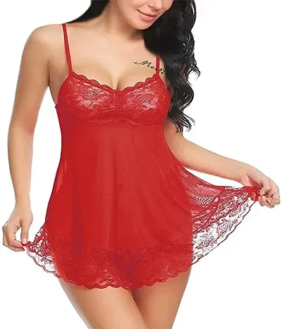 LPL Polyamide Spandex Floral Above Knee Babydoll with Panty