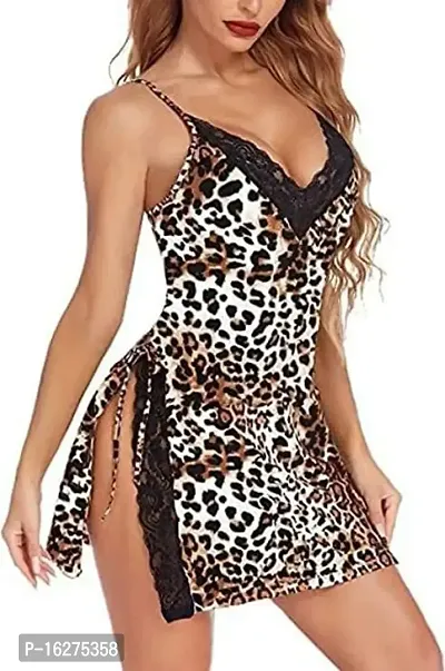 DVKA Creations Women's Leopard Print Midi Babydoll for Woman Thongs Above Knee Free Size-thumb0