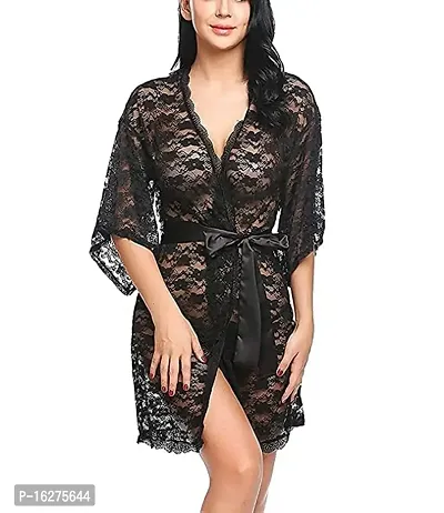 DVKA CREATIONS Women Net Floral Above The Knee Babydoll-thumb0