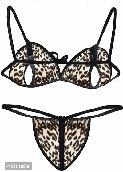 Women's Animal Print Bikini Bra Panty Lingerie Set-thumb2