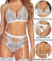 Women Lingerie Sets 3 Piece Lace Teddy Babydoll Bodysuit-thumb2