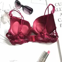 Bridal Bikini Set Bra  Panty Set Self Design Maroon Lingerie Set-thumb1