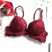 Bridal Bikini Set Bra  Panty Set Self Design Maroon Lingerie Set-thumb2