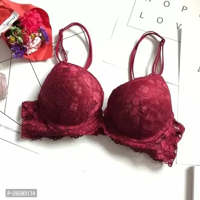 Bridal Bikini Set Bra  Panty Set Self Design Maroon Lingerie Set-thumb3