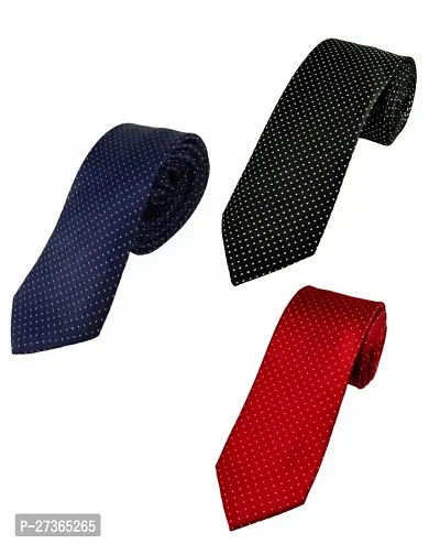 Ties for men pack of-3 black ,Red and blue ties casual men ties  fancy men ties-thumb0