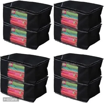 Pack of 8 Non Woven 10inch Designer Height Saree Cover,storage bag,(black)
