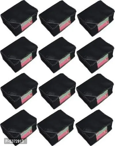 Pack of 12 Non Woven 10inch Designer Height Saree Cover,storage bag,(black)