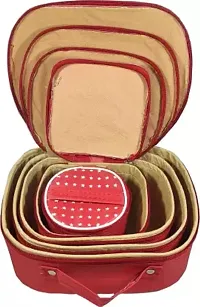 Ultimatefashionista Combo Pack of 2 Supreme Quality Cosmetic Box Set of 5pc Vanity Box, Makeup Kit, Makeup Organizer, Bridal Organizer, Storage Case Vanity Box (Red)-thumb1