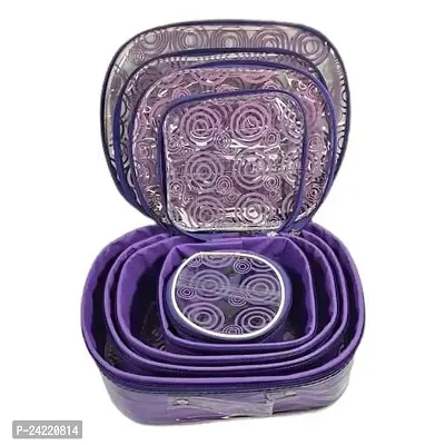 ultimatefashionista Combo Pack of 2 Supreme Quality Cosmetic Box Set of 5pc Vanity Box, Makeup Kit, Makeup Organizer, Bridal Organizer, Storage Case Vanity Box (Purple)-thumb2