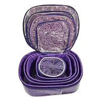 Ultimatefashionista Combo of 2 Pieces Set of 5 kit Storage 6 Rods Satin Vanity Box Makeup Kit Box Jewellery Organizer, Multipurpose Kit, Travelling Bag Vanity Box (Maroon,Purple)-thumb2
